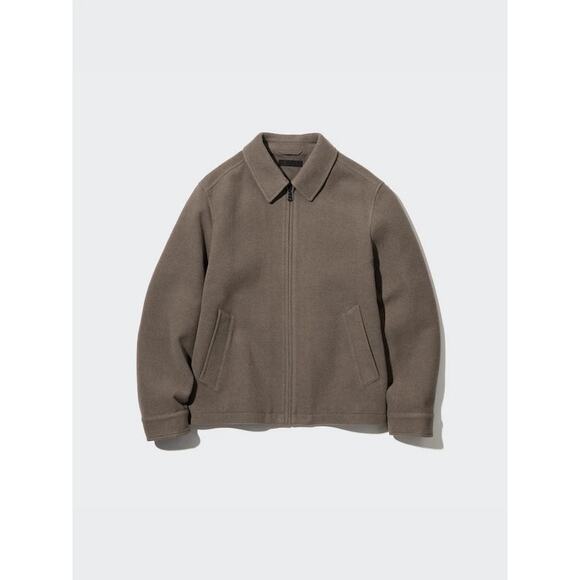 Uniqlo Single Collar Short Zip Jacket Unisex XS Minimalist Peacoat Bomber Coat - Picture 2 of 11